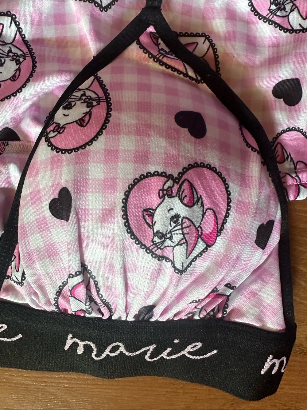 Disney Aristocats Marie Pink & Black Bra and Boyshort Set - Picture 2 of 7